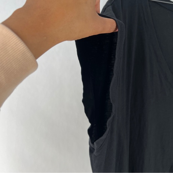 Zim & Zoe Black 100% Cotton V Neck Lounge Dress Pockets Keyhole‎ Lagenlook - Picture 6 of 15